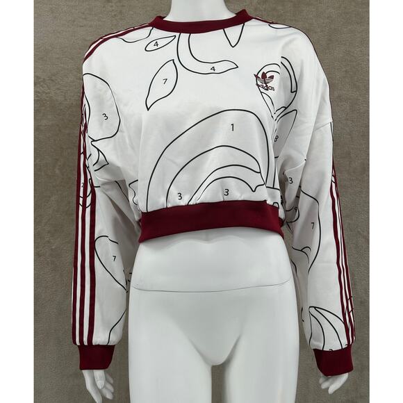 Adidas Sweatshirt Womens US Large Rita Ora Paint By Numbers Crop White Active - Picture 1 of 16